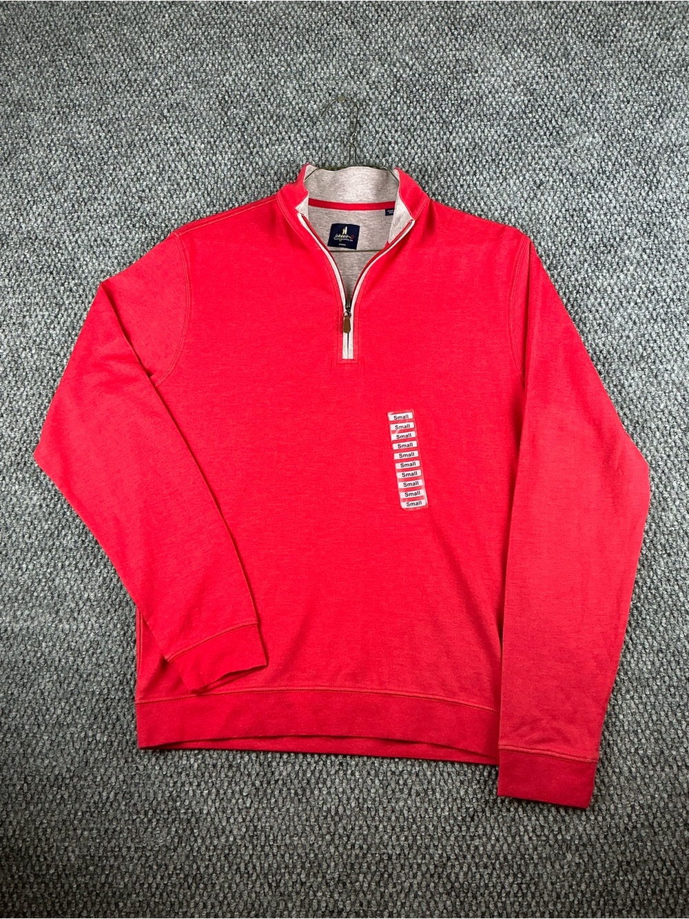 JOHNNIE-O Mens S SMALL SULLY PULLOVER 1/4 ZIP RED HEATHER GOLF SWEATSHIRT